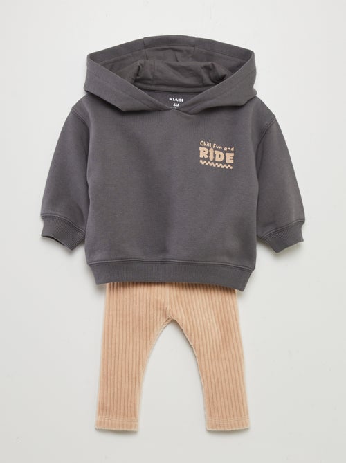 Setje: hoodie + broek van velours - 2-delig - Kiabi