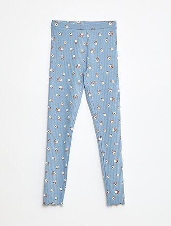 Setje leggings van ribstof - 1 effen + 1 met print - 2-delig