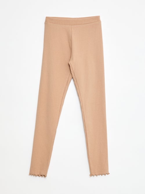 Setje leggings van ribstof - 1 effen + 1 met print - 2-delig - Kiabi