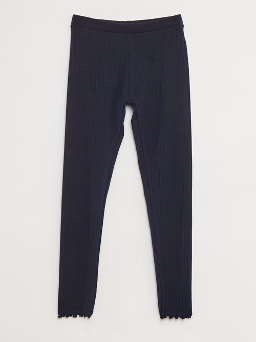Setje leggings van ribstof - 1 effen + 1 met print - 2-delig - Kiabi