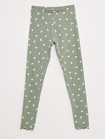 Setje leggings van ribstof - 1 effen + 1 met print - 2-delig