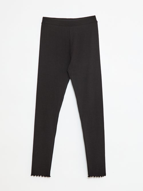Setje leggings van ribstof - 1 effen + 1 met print - 2-delig - Kiabi