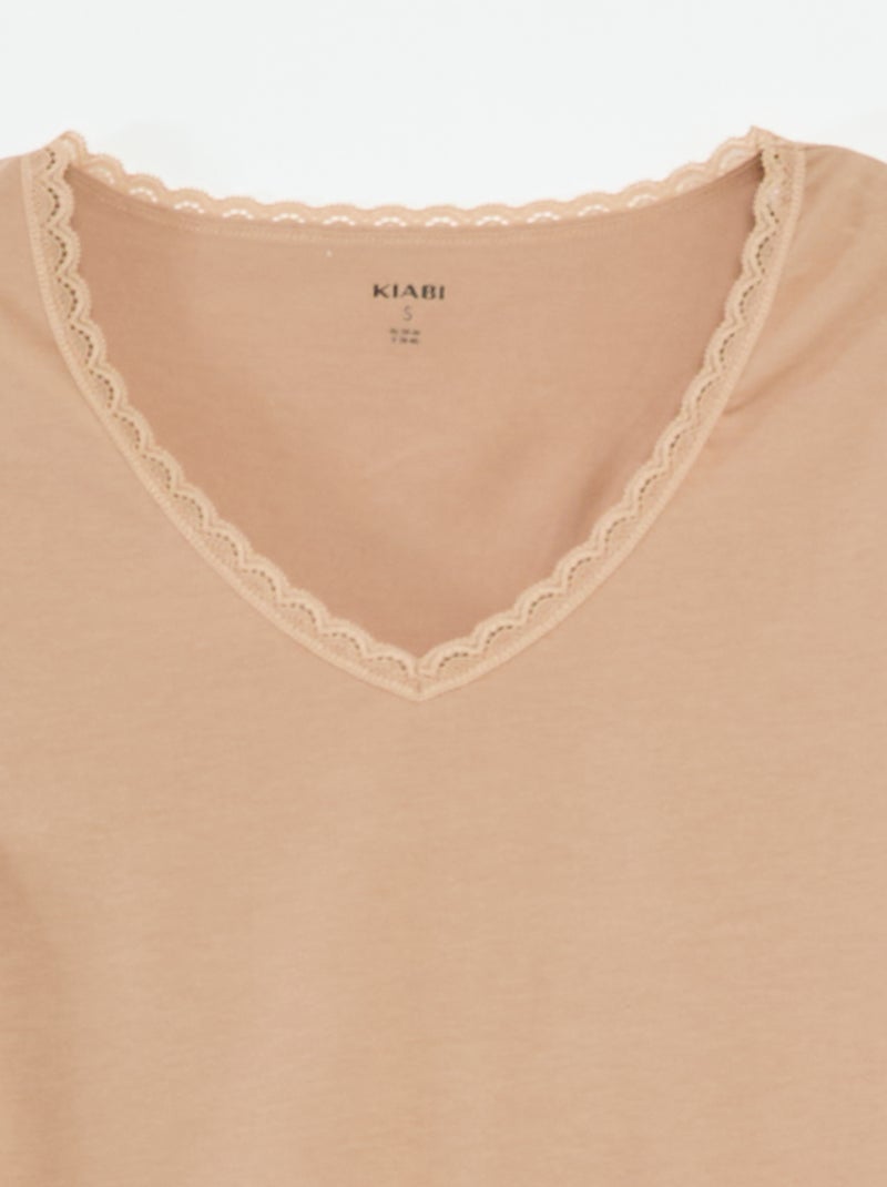 Setje met 2 baselayer-T-shirts BIEGE - Kiabi