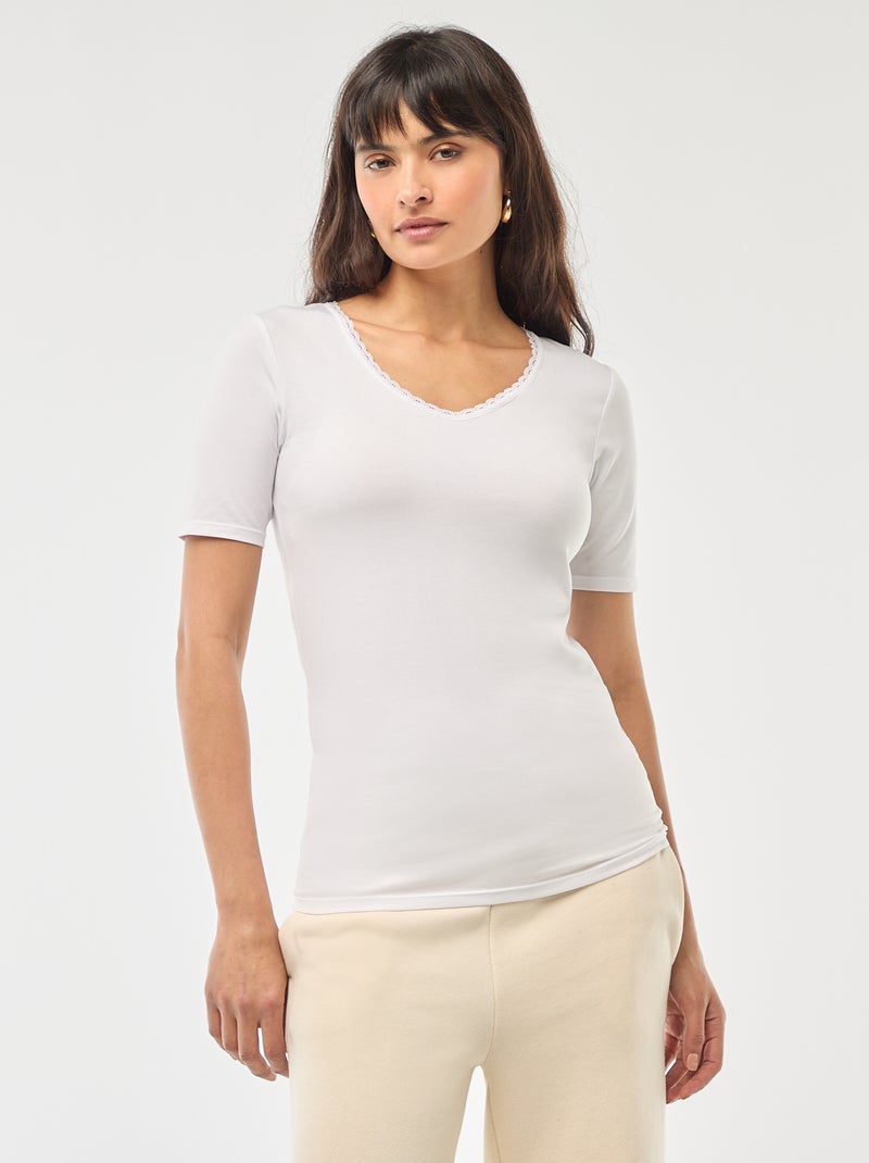Setje met 2 baselayer-T-shirts WIT - Kiabi