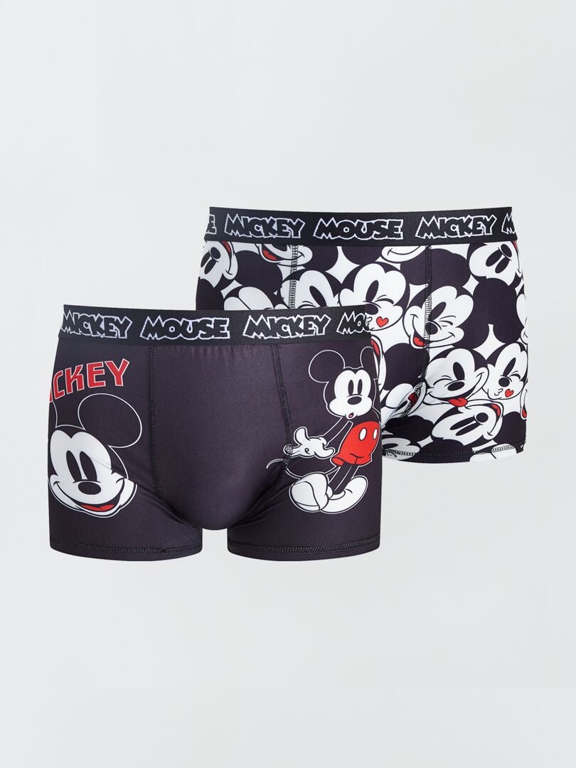 Setje met 2 boxershorts met Mickey-print zwart / wit - Kiabi
