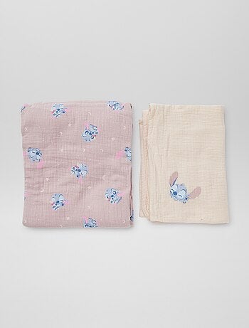 Setje met 2 'Disney'-luierdoeken met 'Stitch'-print - 2-delig