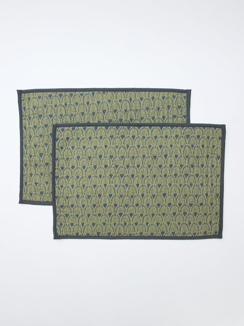 Setje met 2 doorgestikte placemats (30x45 cm) - Kiabi Home Kaki - Kiabi
