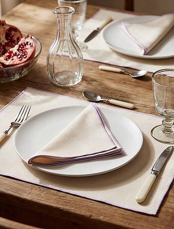 Set van 2 effen 2-in-1 placemats/servetten 32 x 40 cm - Kiabi Home