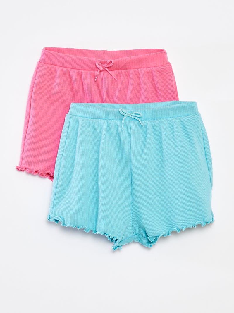 Setje met 2 effen shorts van ribstof BLAUW - Kiabi