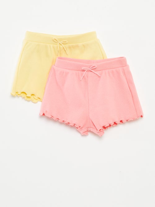 Setje met 2 effen shorts van ribstof - Kiabi