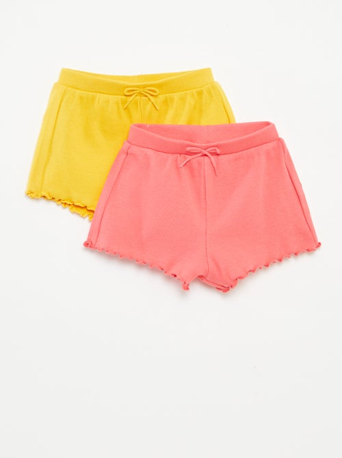 Setje met 2 effen shorts van ribstof - Kiabi