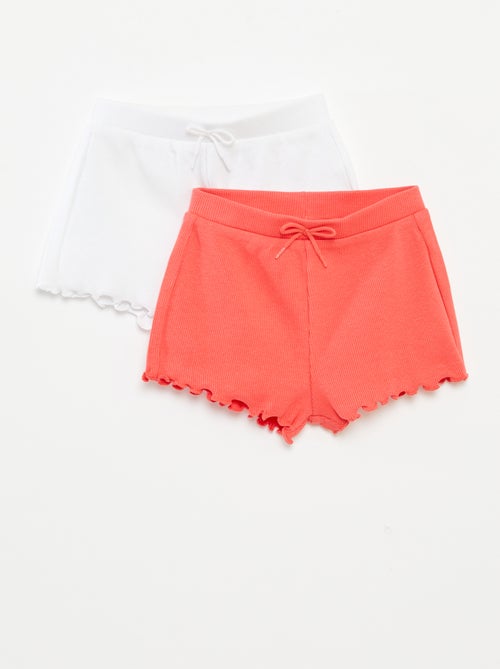 Setje met 2 effen shorts van ribstof - Kiabi