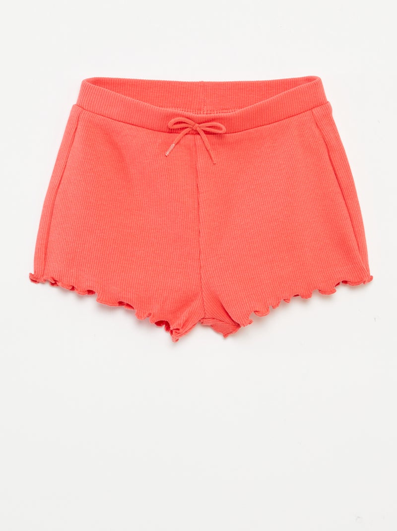 Setje met 2 effen shorts van ribstof ROOD - Kiabi