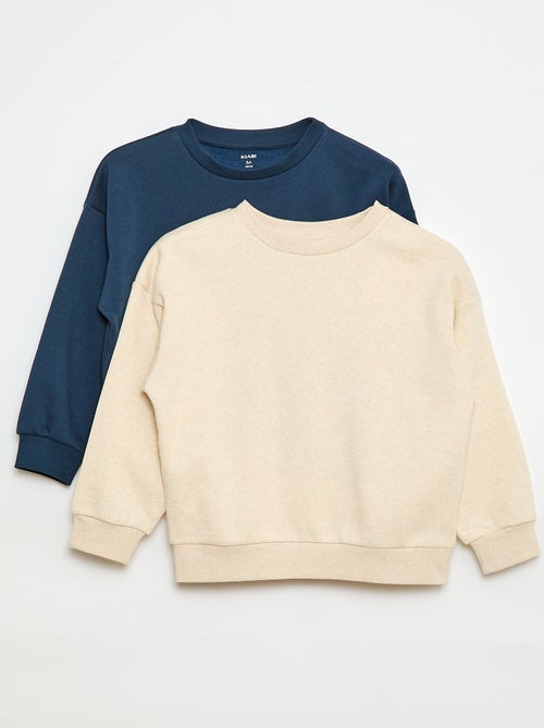 Setje met 2 effen sweaters van joggingstof - Kiabi
