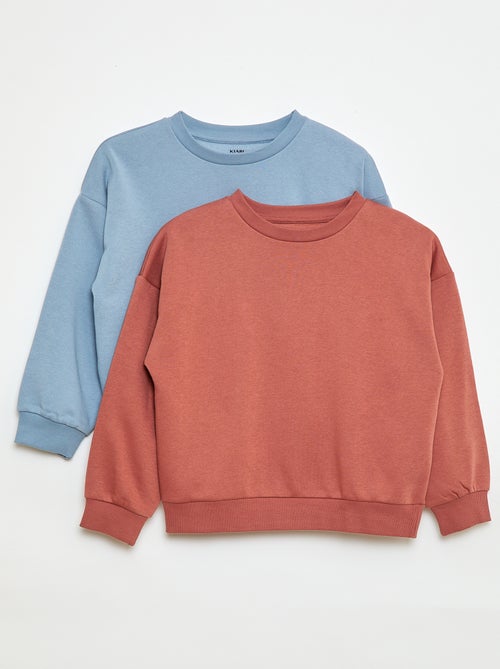 Setje met 2 effen sweaters van joggingstof - Kiabi