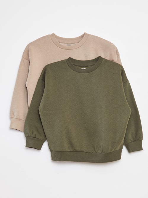 Setje met 2 effen sweaters van joggingstof - Kiabi