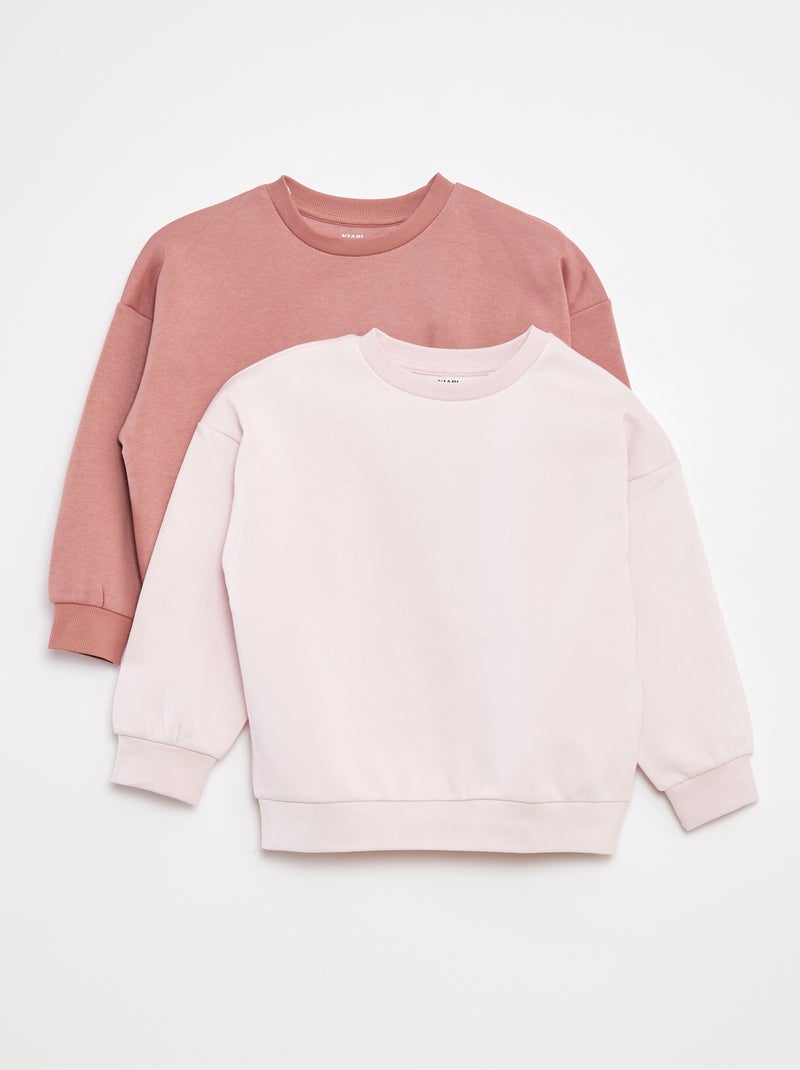 Setje met 2 effen sweaters van joggingstof Rose - Kiabi