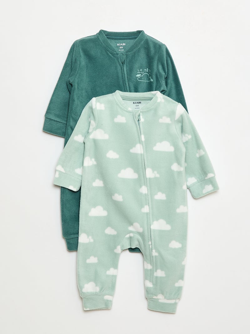 Setje met 2 fleece slaappakjes - 2-delig Groen - Kiabi
