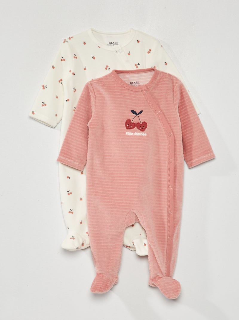 Setje met 2 fluwelen slaappakjes - 2-delig ROSE - Kiabi
