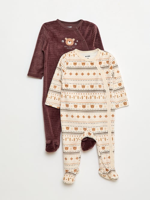 Setje met 2 fluwelen slaappakjes - Kiabi