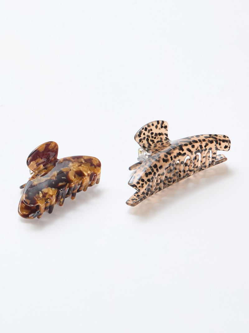 Setje met 2 haarklemmetjes Bruin - Kiabi