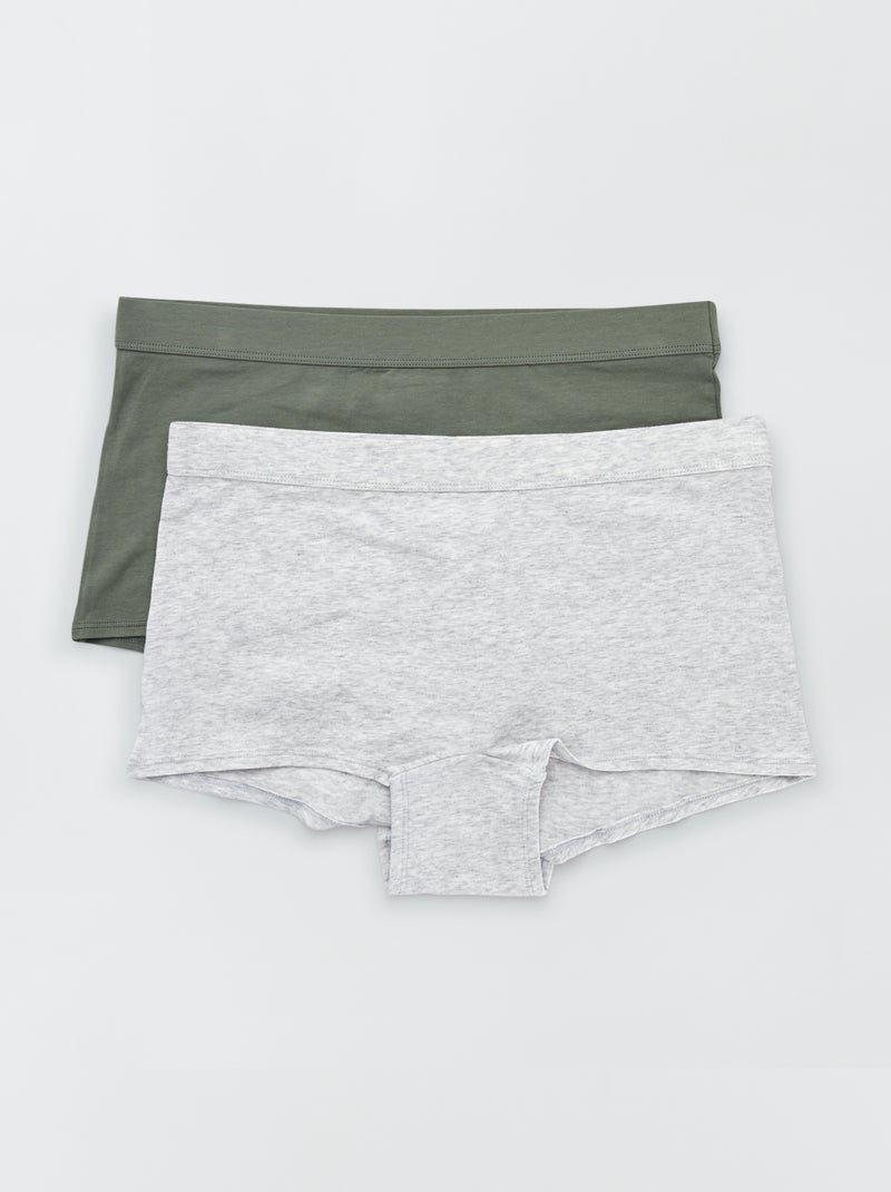 Setje met 2 katoenen hipsters khaki - Kiabi