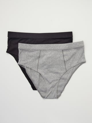 Setje met 2 katoenen slips met fijne ribbeltextuur