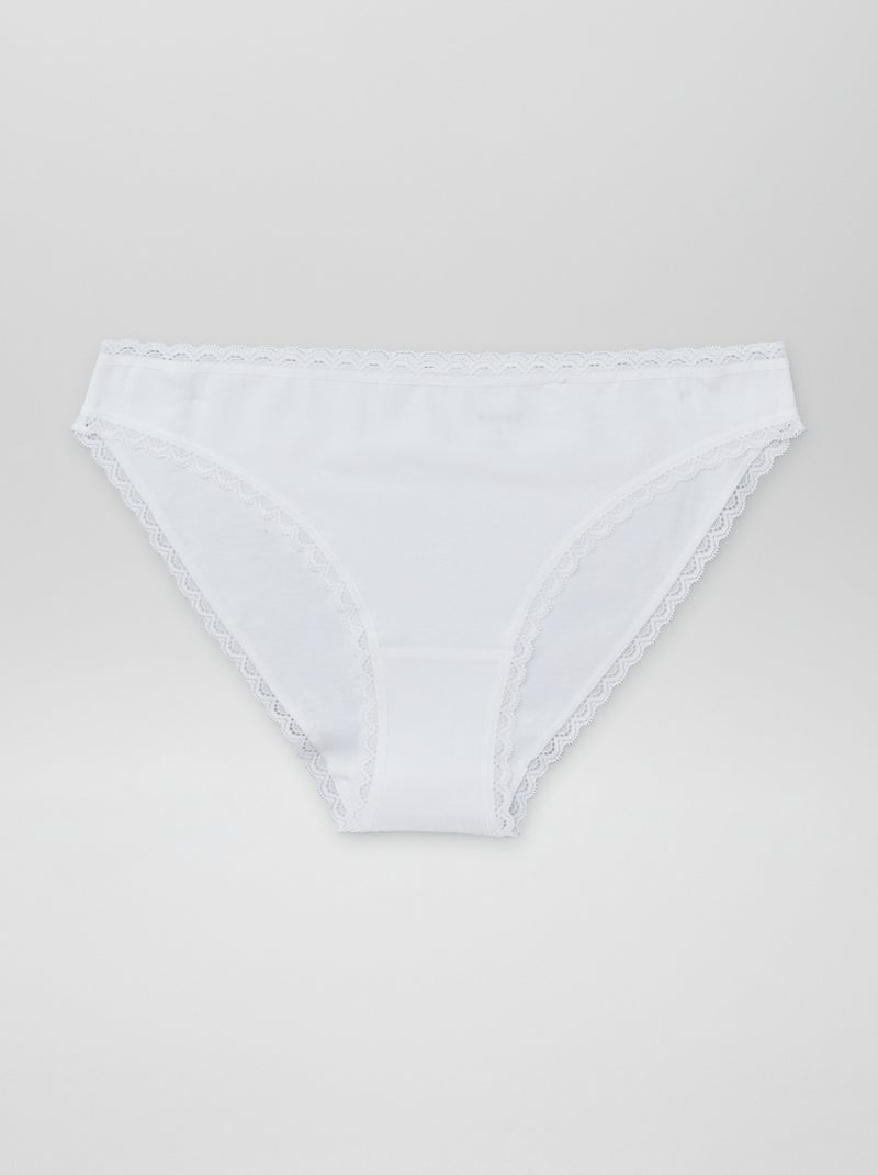 Setje met 2 katoenen slips wit - Kiabi