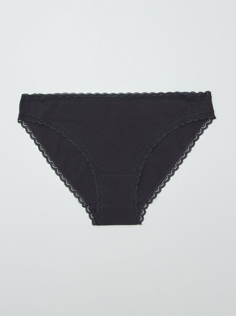 Setje met 2 katoenen slips zwart - Kiabi