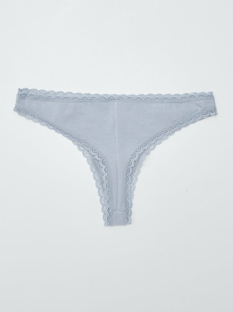 Setje met 2 katoenen tangaslips BLAUW - Kiabi