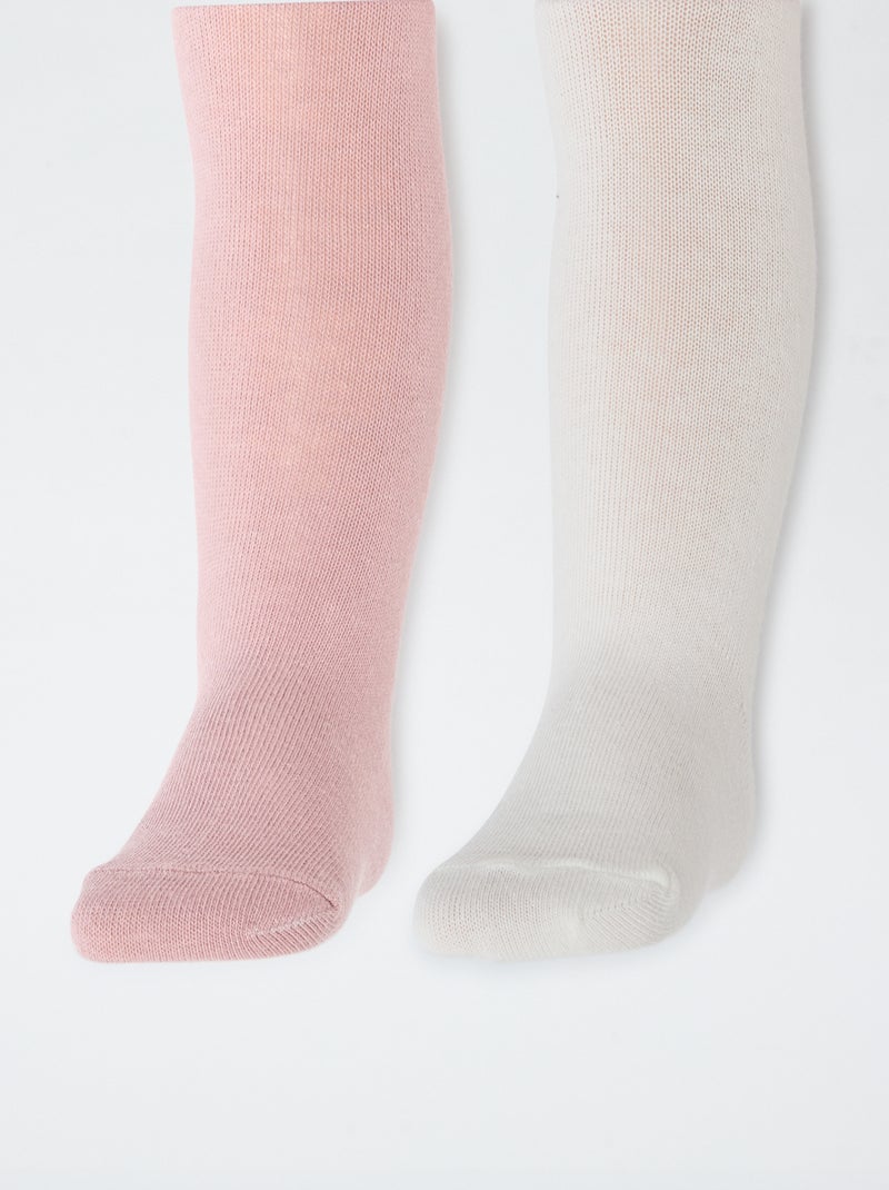 Setje met 2 kousenbroeken van effen jersey Rose - Kiabi