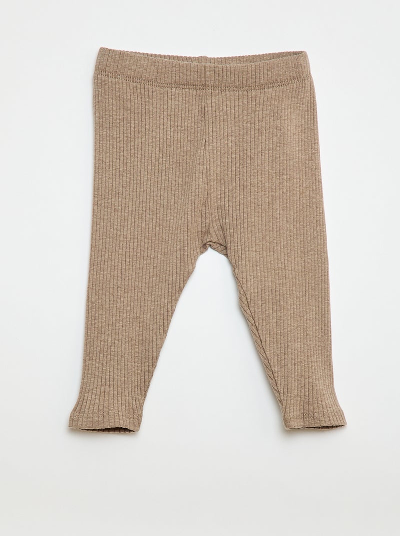 Setje met 2 leggings van ribtricot Biege - Kiabi