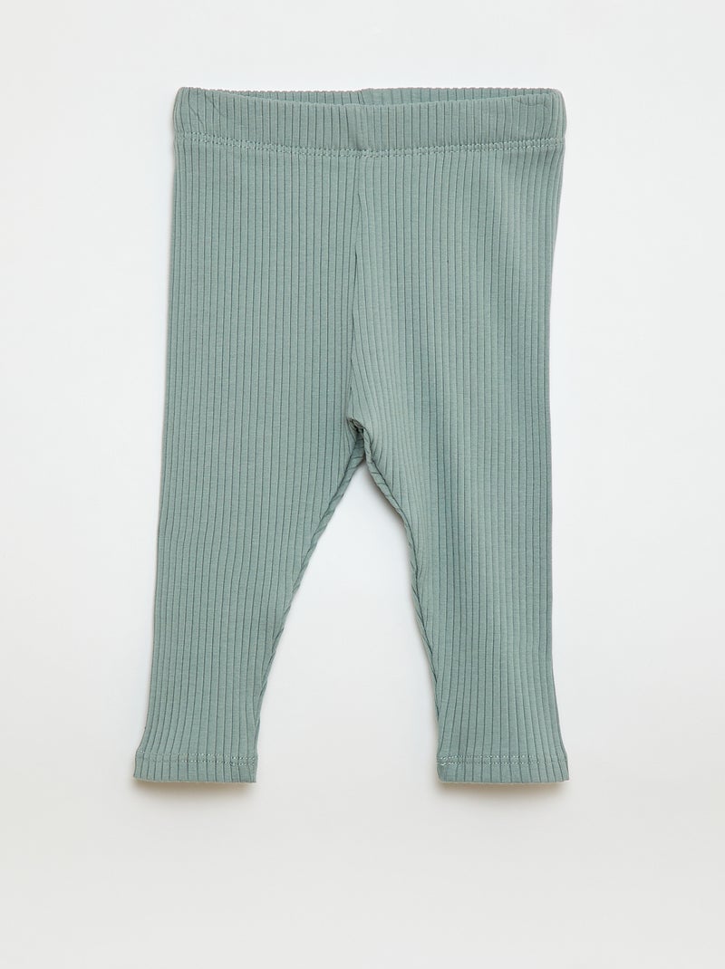 Setje met 2 leggings van ribtricot Biege - Kiabi