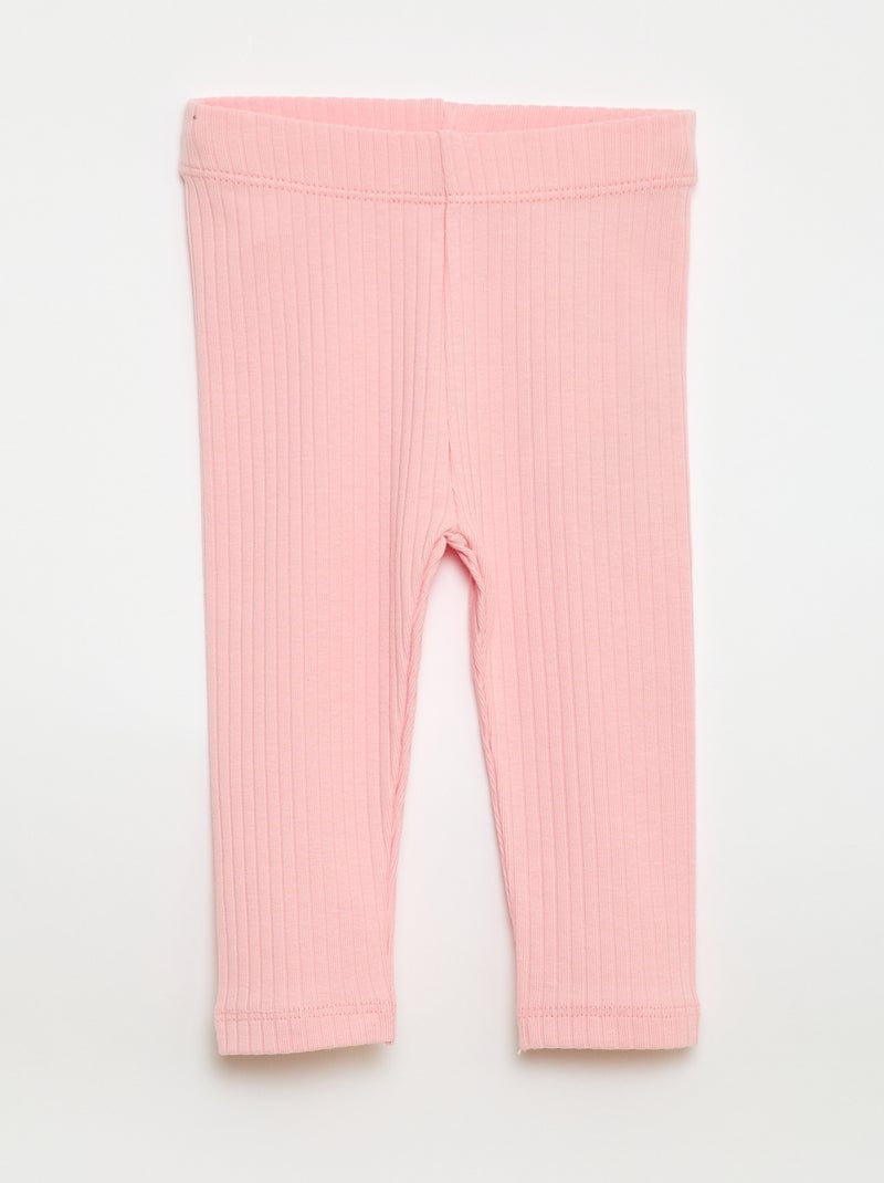 Setje met 2 leggings van ribtricot Biege - Kiabi
