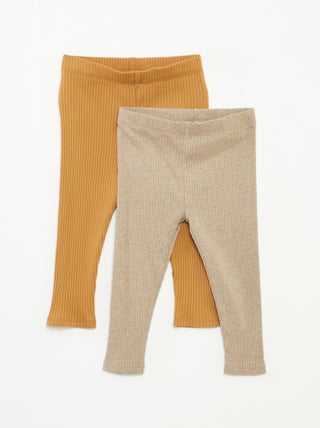 Setje met 2 leggings van ribtricot