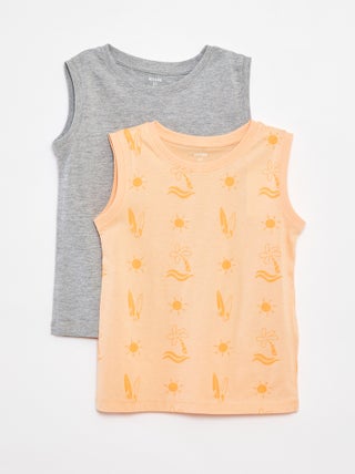Setje met 2 mouwloze tops met ronde hals