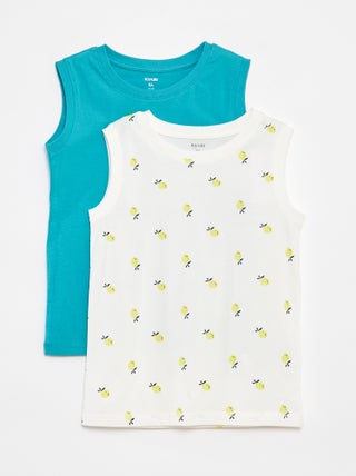 Setje met 2 mouwloze tops met ronde hals