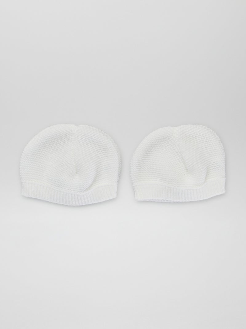 Setje met 2 mutsjes - Manufacture de Layette - Made in France wit - Kiabi