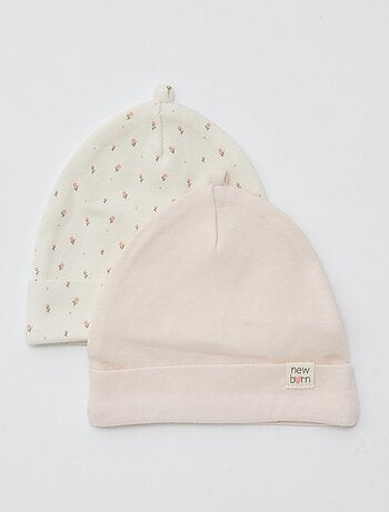 Setje met 2 mutsjes voor pasgeboren baby's