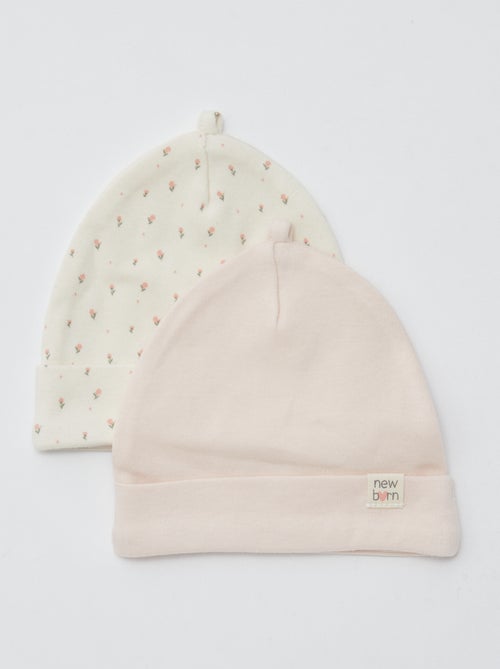Setje met 2 mutsjes voor pasgeboren baby's - Kiabi