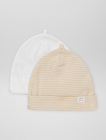 Setje met 2 mutsjes voor pasgeboren baby's