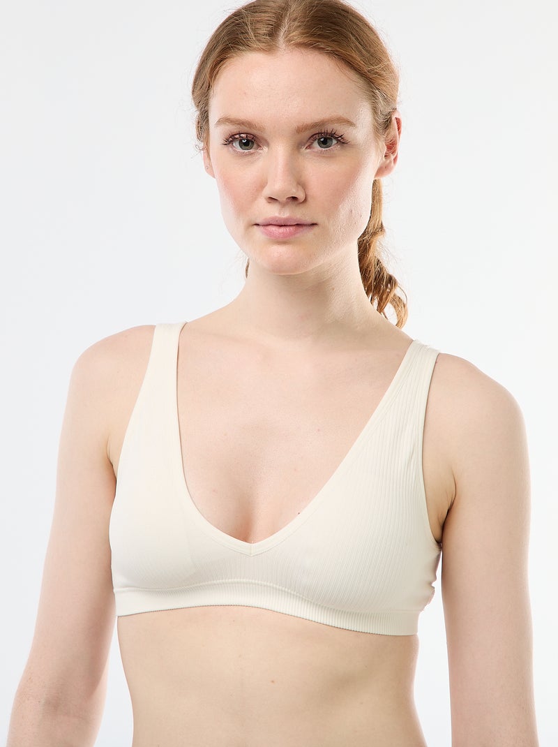 Setje met 2 naadloze behatops van ribtricot Rose - Kiabi