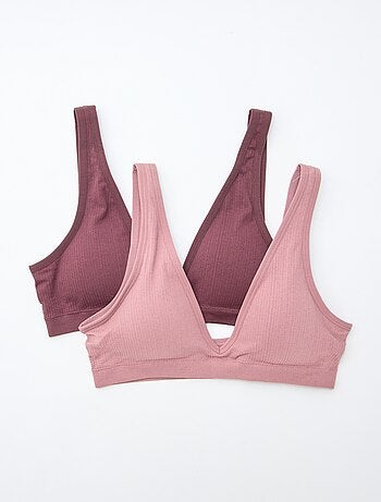 Setje met 2 naadloze behatops van ribtricot