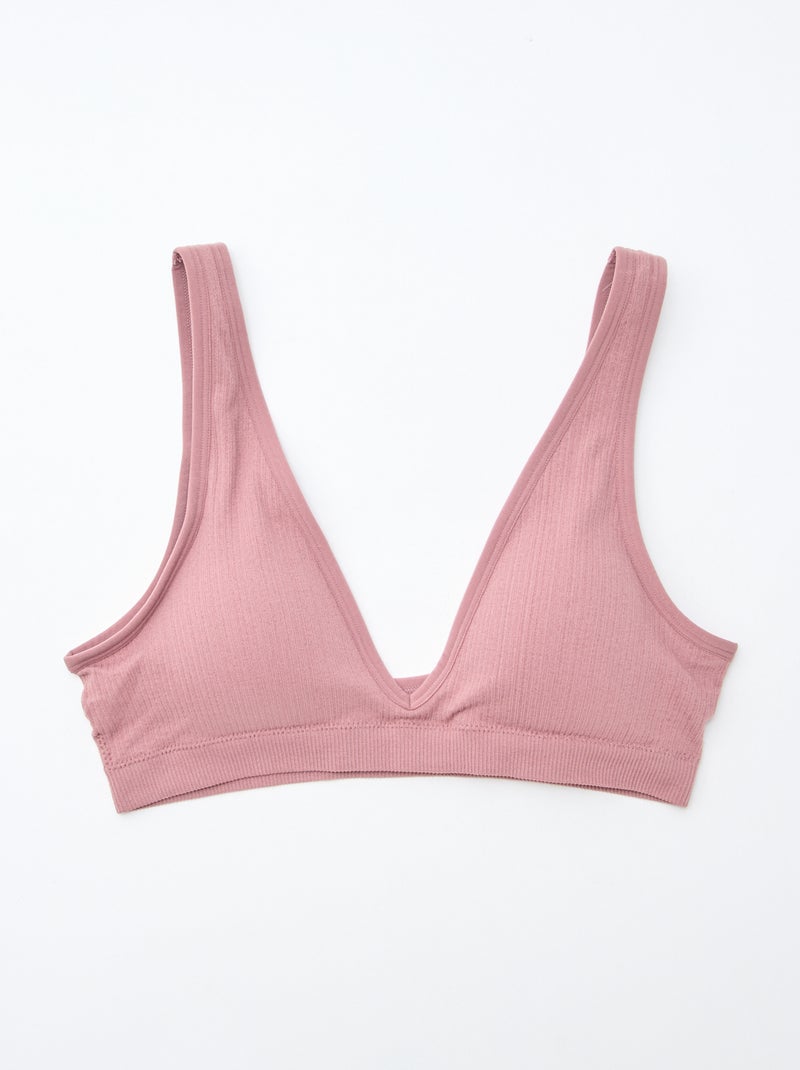Setje met 2 naadloze behatops van ribtricot Rose - Kiabi