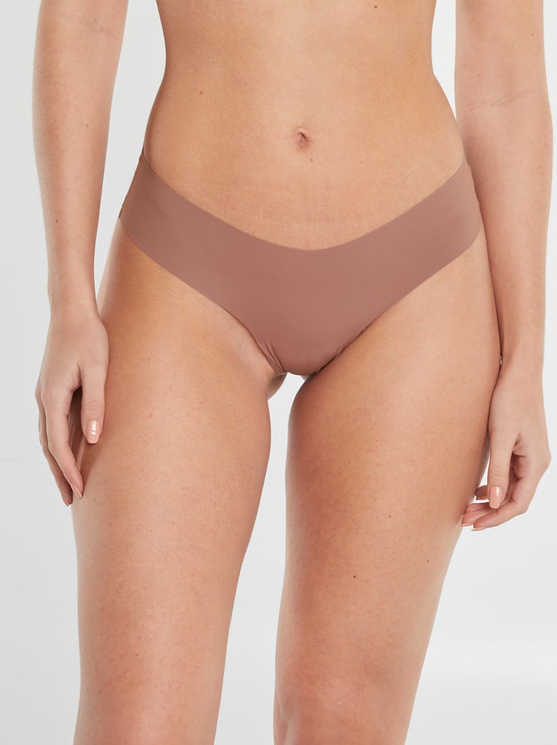 Setje met 2 onzichtbare hipsters in microvezel BRUIN - Kiabi