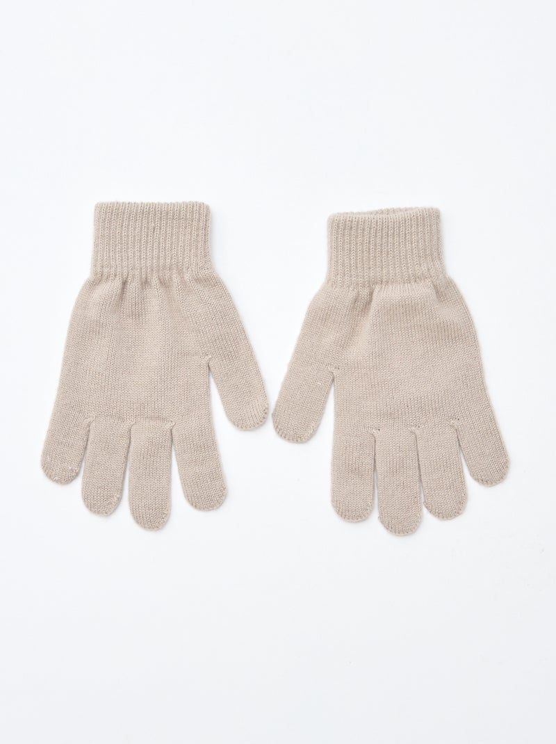 Setje met 2 paar gebreide handschoenen Biege - Kiabi