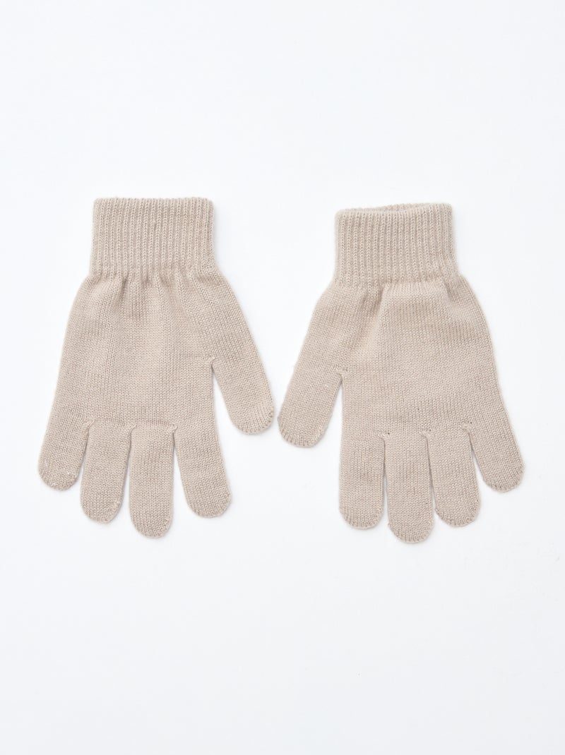 Setje met 2 paar gebreide handschoenen Biege - Kiabi