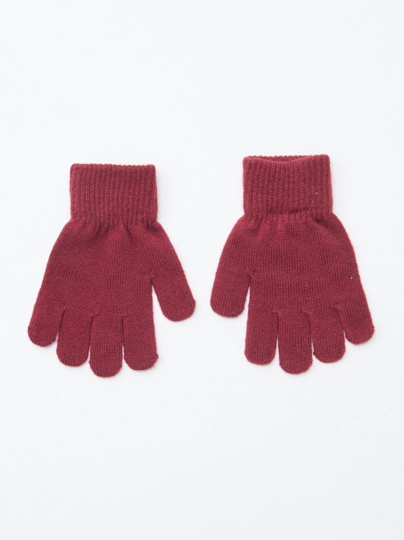 Setje met 2 paar gebreide handschoenen Rood - Kiabi