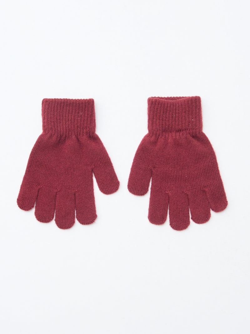 Setje met 2 paar gebreide handschoenen Rood - Kiabi
