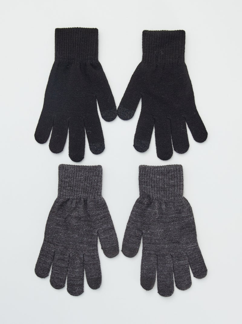 Setje met 2 paar handschoenen ZWART - Kiabi